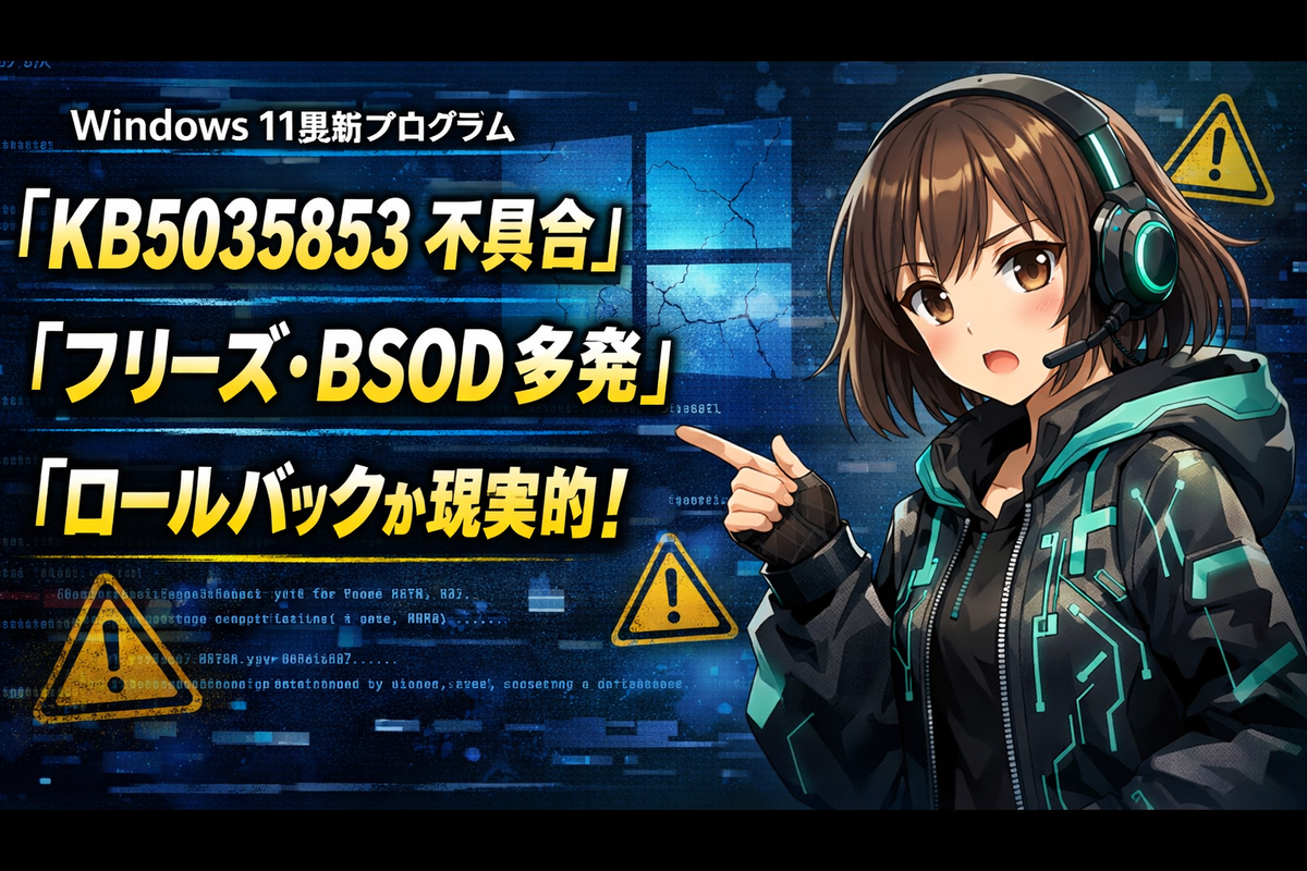 Windows 11更新プログラムKB5035853不具合の真相：フリーズ・BSOD多発で「ロールバック」が現実的な対処になる理由 - エラー大全集