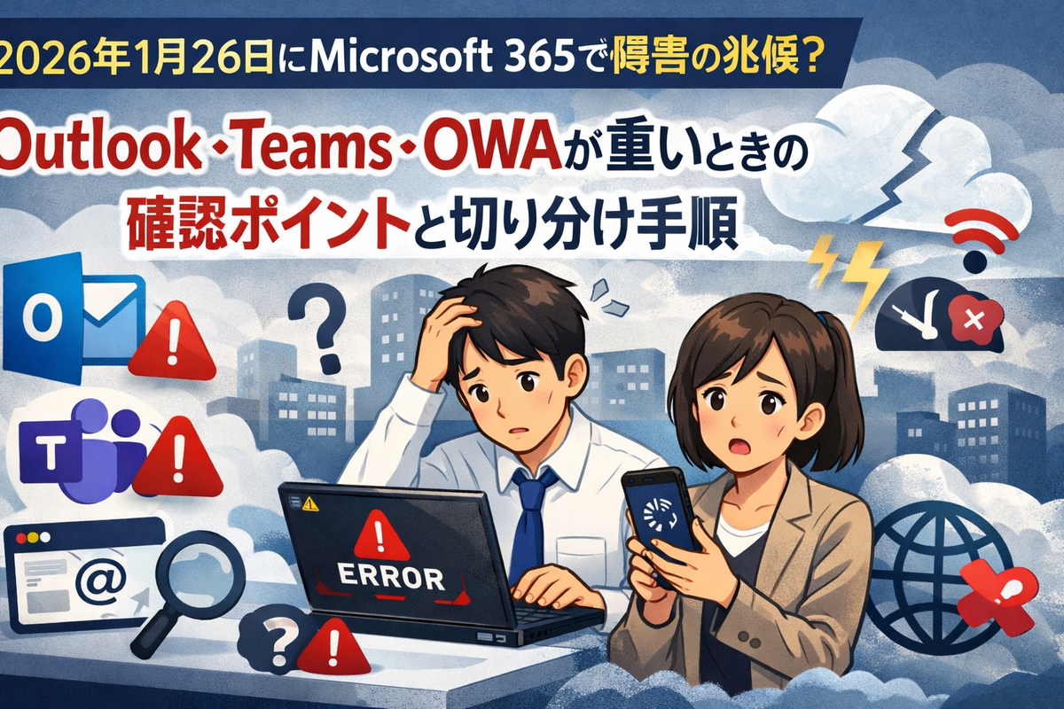 2026年1月26日にMicrosoft 365で障害の兆候？Outlook・Teams・OWAが重いときの確認ポイントと切り分け手順 - エラー大全集