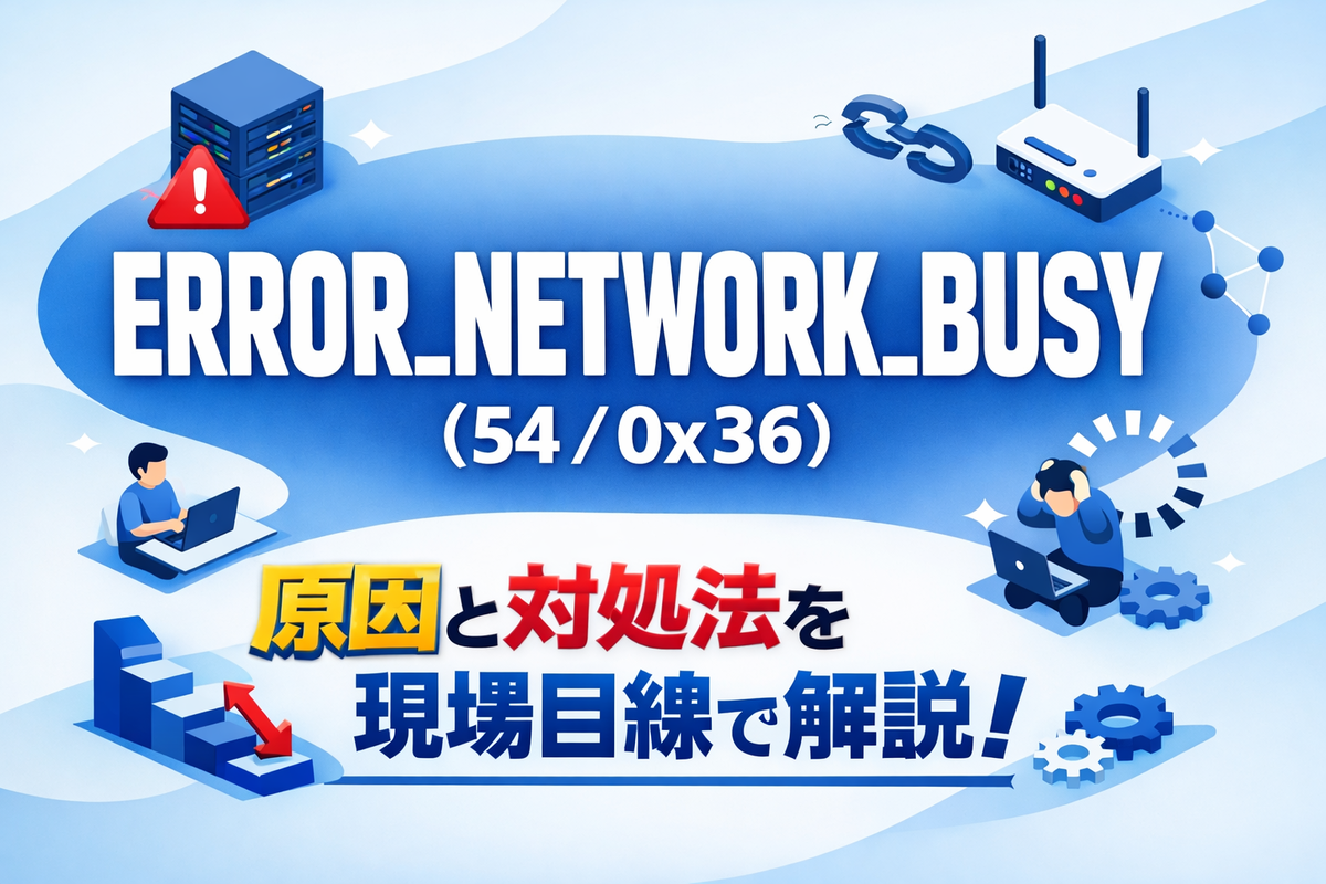 Windows Busy Windowsエラー「ERROR_NETWORK_BUSY (54 / 0x36)」とは?原因と対処法を現場目線で解説 - エラー大全集