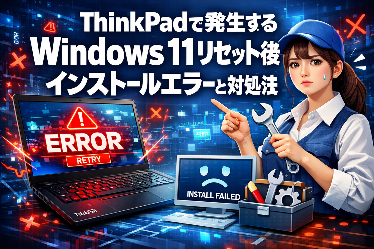 ThinkPadで発生するWindows 11リセット後のインストールエラーと対処法