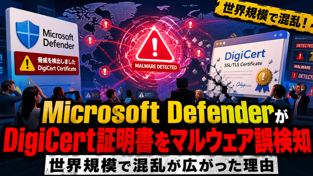 Microsoft DefenderがDigiCert証明書をマルウェア誤検知、世界規模で