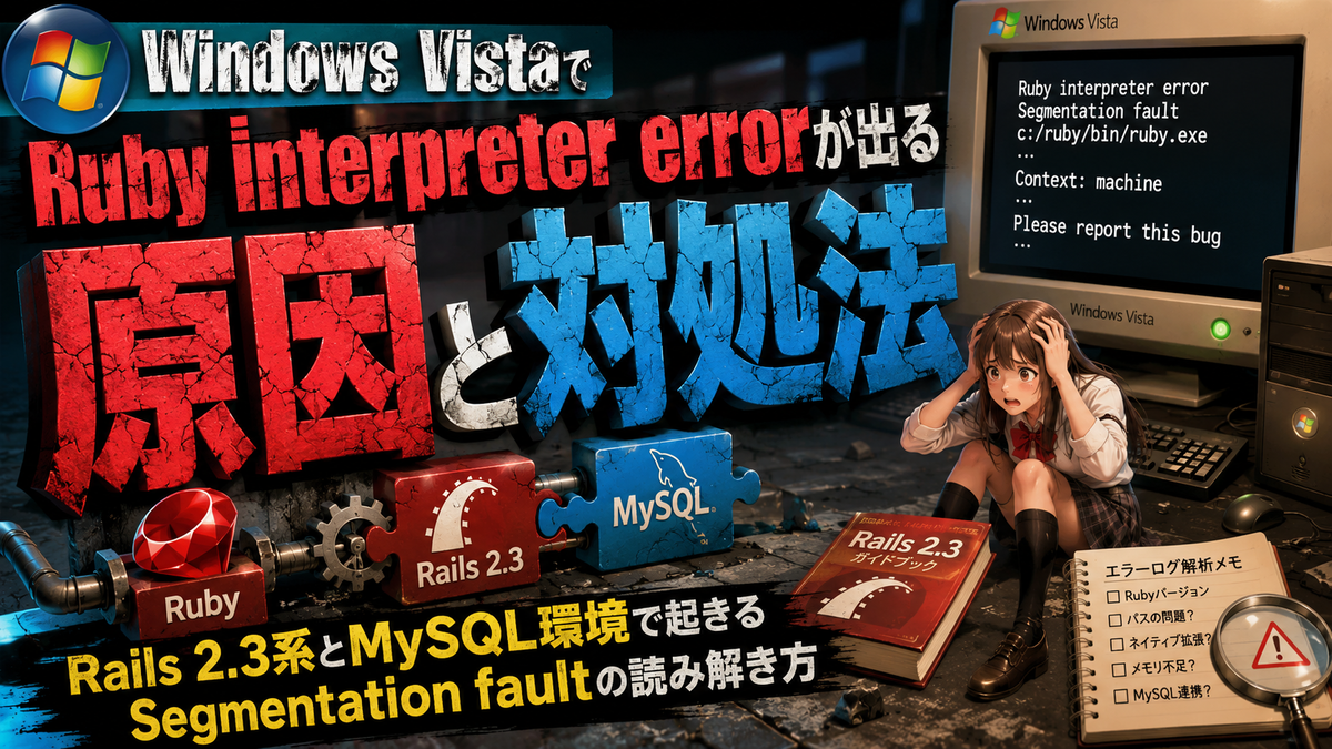Windows VistaでRuby interpreter errorが出る原因と対処法：Rails 2.3系とMySQL環境で起きる ...