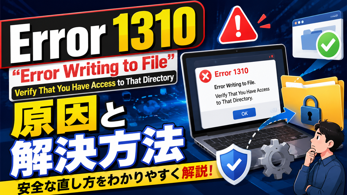 Error 1310「Error Writing to File」を解決する方法｜Verify That You Have Access to ...