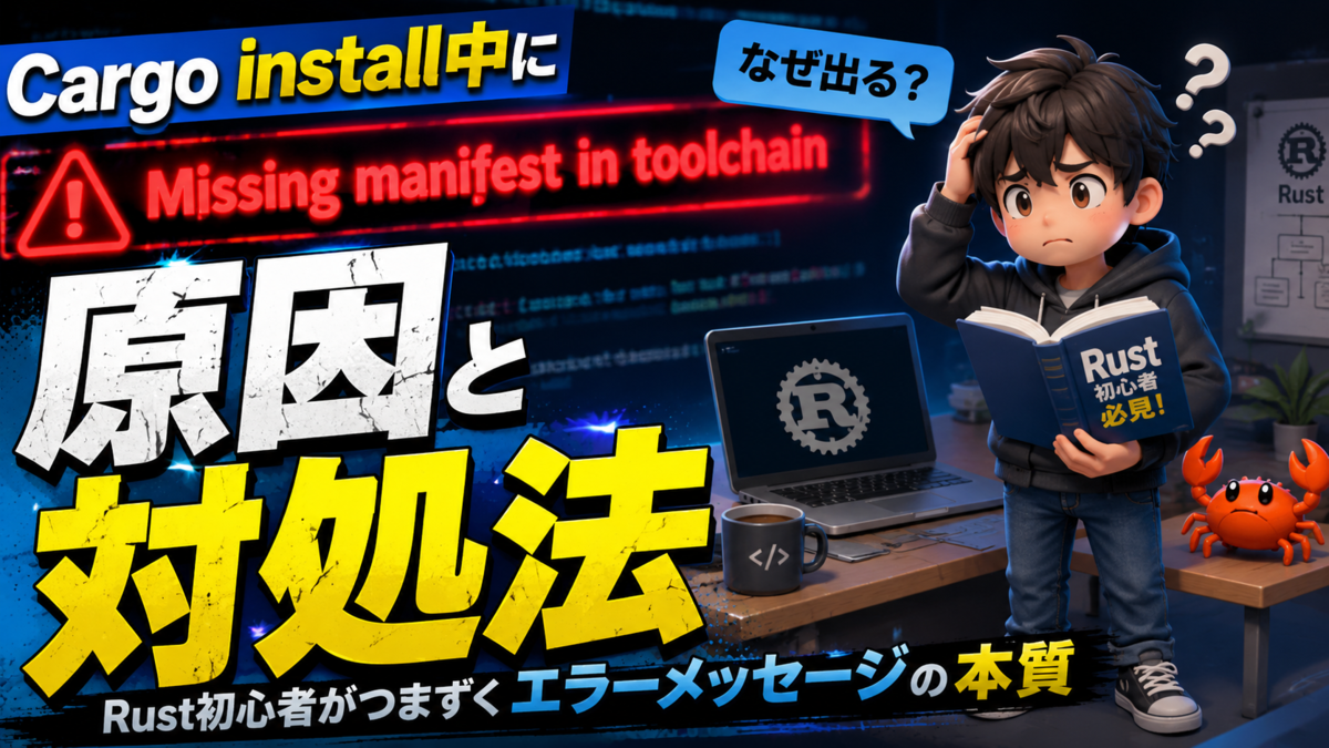 Cargo install中に「Missing manifest in toolchain」が出た原因と対処法、Rust初心者がつまずくエラー ...