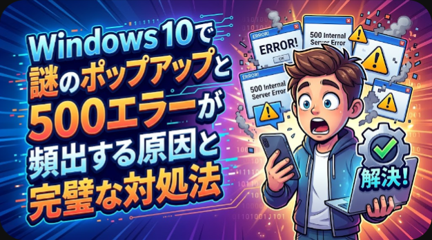 Windows10で謎のポップアップと500エラーが頻出する原因と完璧な対処法 - エラー大全集
