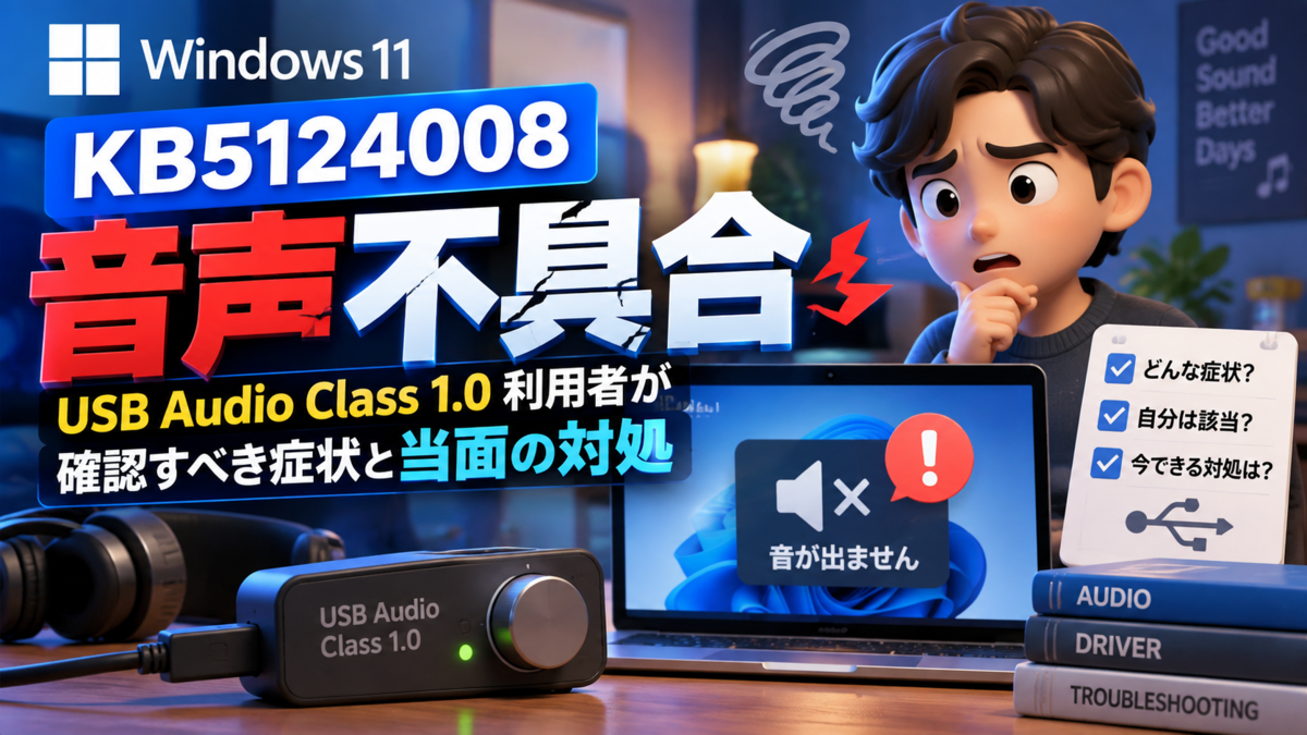 Windows 11「KB5124008」で音声不具合、USB Audio Class 1.0利用者が