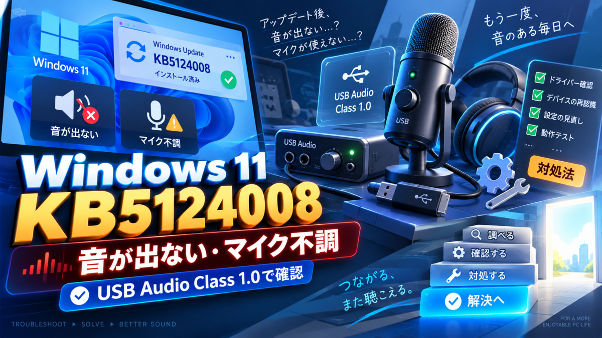 Windows 11「KB5124008」で音が出ない・マイク不調、USB Audio Class