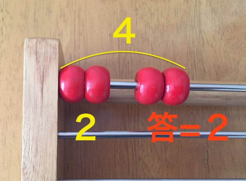 百玉そろばん：４をふたつに分ける