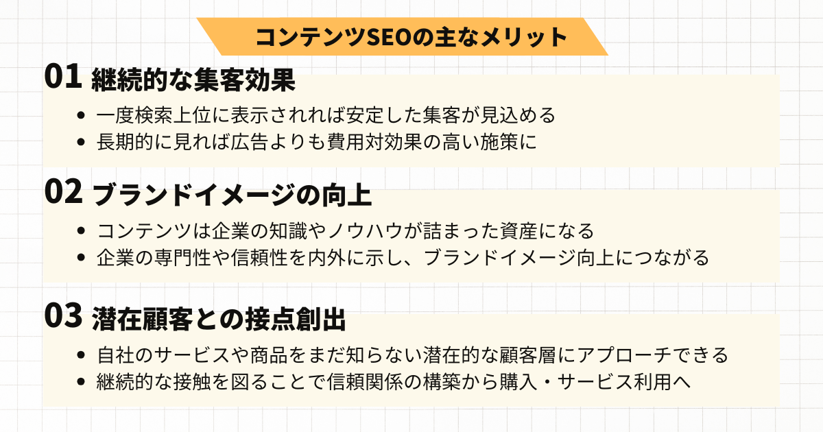 コンテンツSEOの主なメリット