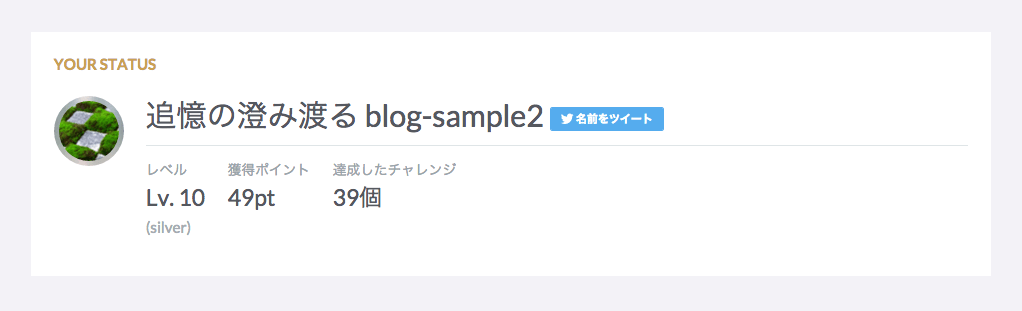 ブログチャレンジのユーザーページ