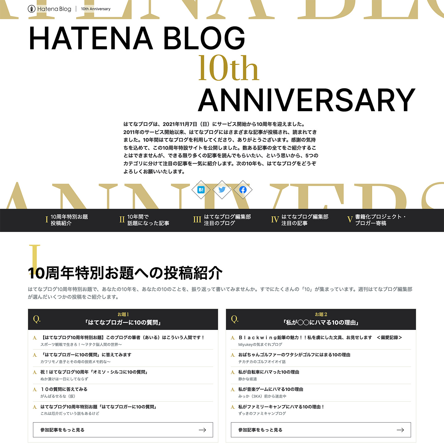 10年分の話題の記事、編集部注目のブログを総まとめ - はてなブログ10周年特設サイト