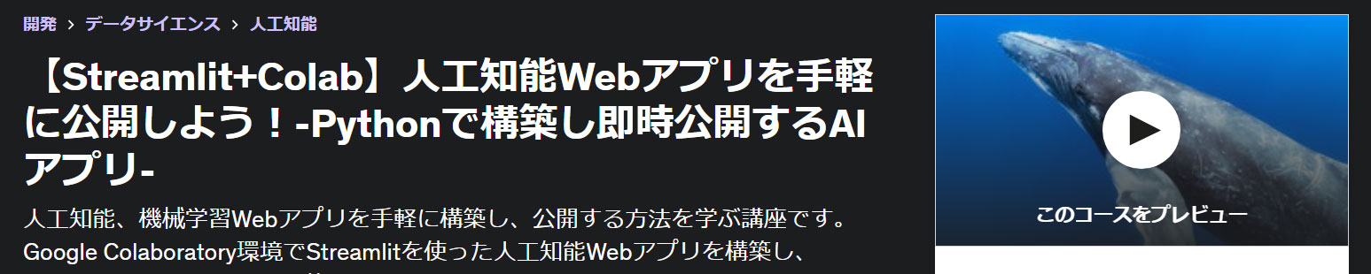 【Streamlit+Colab】人工知能Webアプリを手軽に公開しよう！-Pythonで構築し即時公開するAIアプリ-