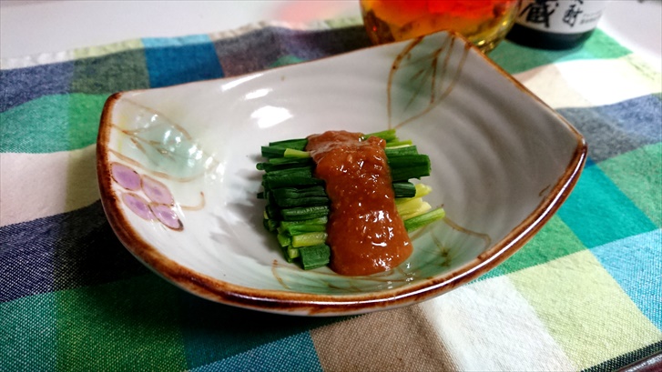 行者にんにく　酢味噌和え　完成