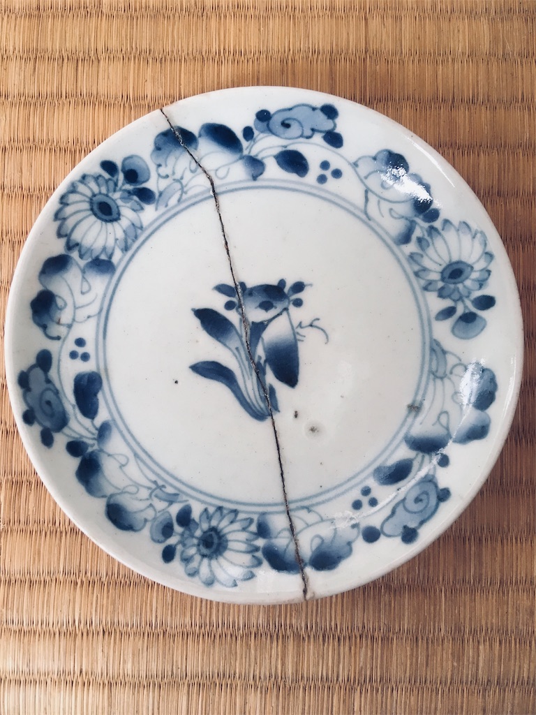 ◇古伊万里◇藍九谷 水仙/花文様 染付皿◇江戸期 染付