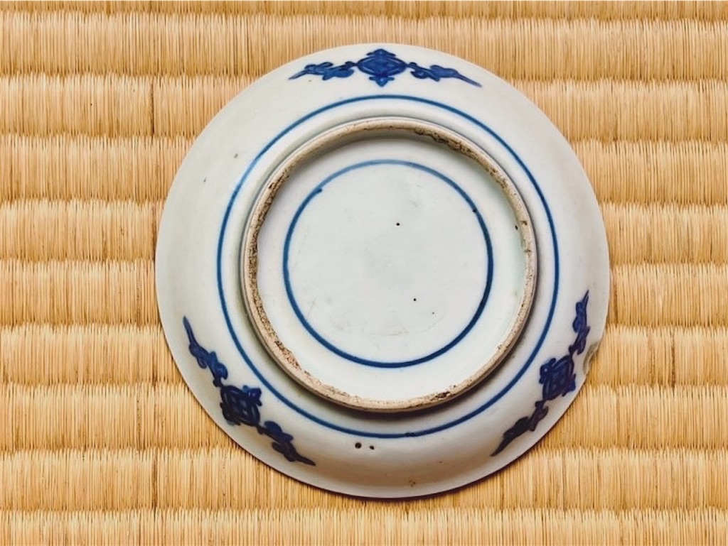 古伊万里、くらわんか、江戸時代、こんにゃく印判 古伊万里 なます皿 江戸 後期 くらわんか 金継ぎ 材料 見込み