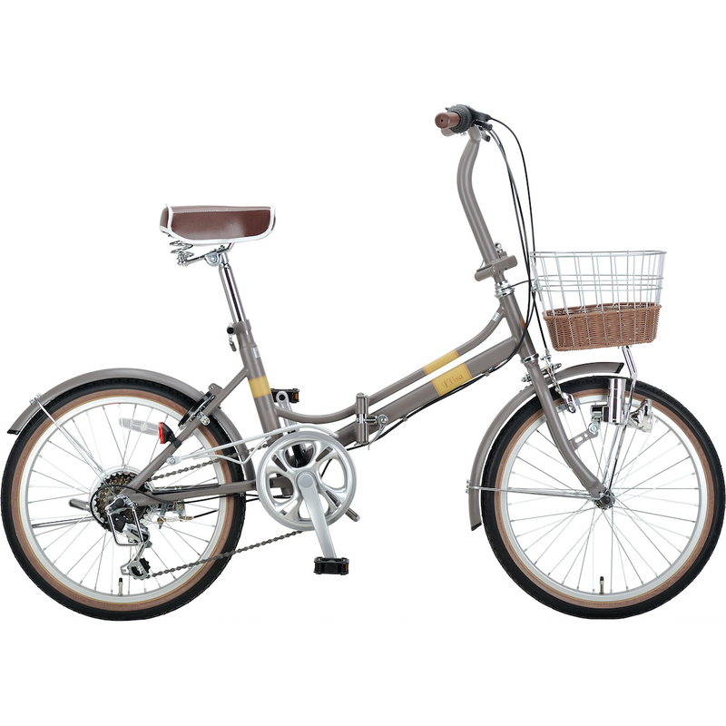 新品　折りたたみ自転車 グレー バスケット付　エリーサFDB206（モカグレー） キャプテンスタッグ エリーサFDB206 解説 ママチャリ並の速さとフル