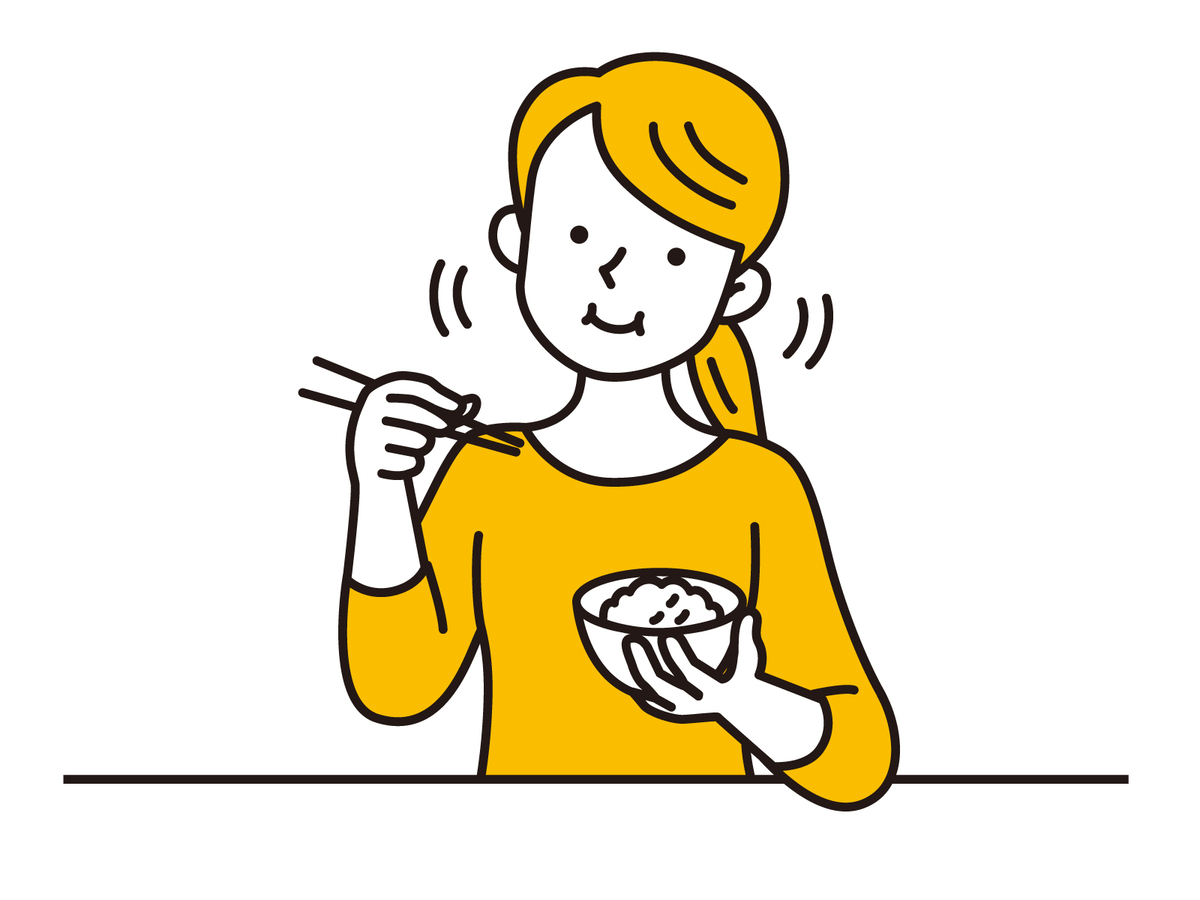 食べ物をよく噛む女性