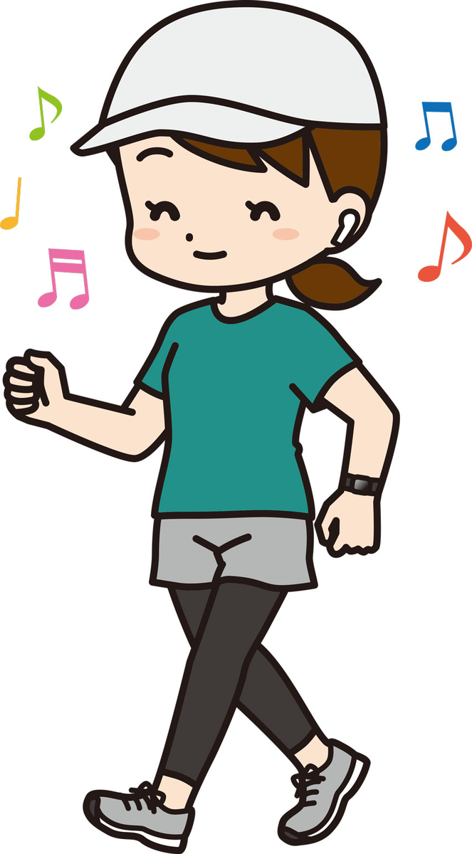 音楽を聴きながら歩く女性