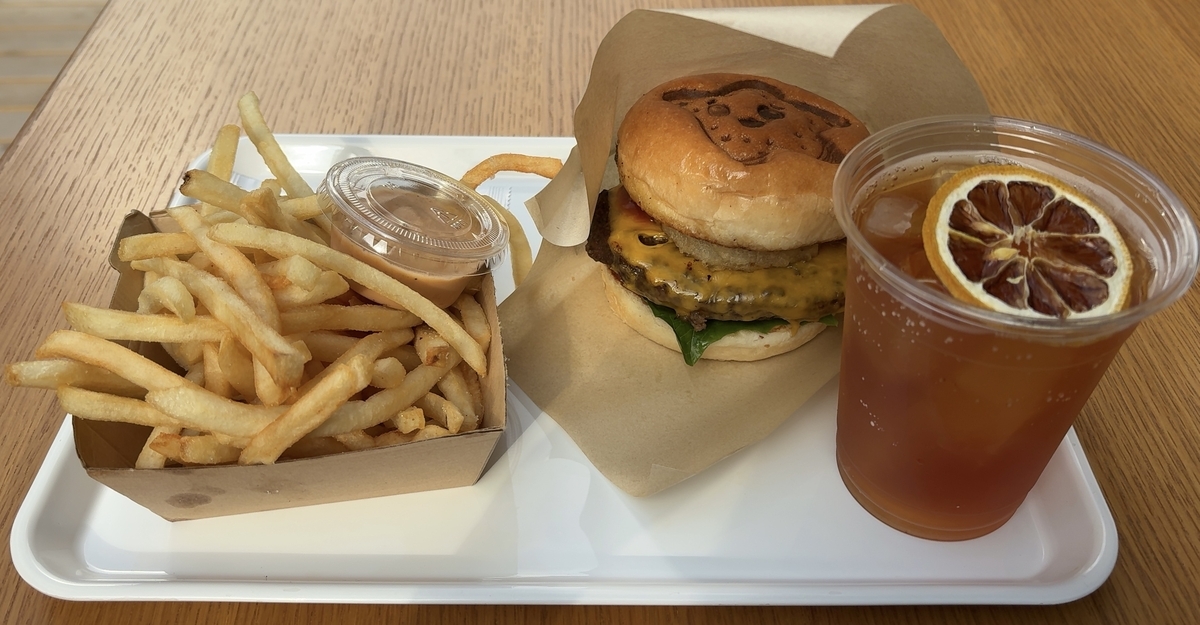 Burger, fries and tea