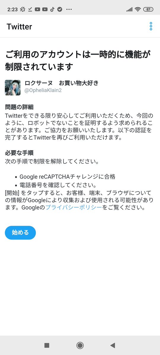 Twitter秋のban祭りで巻き添えを食らってしまう ロク姫速報