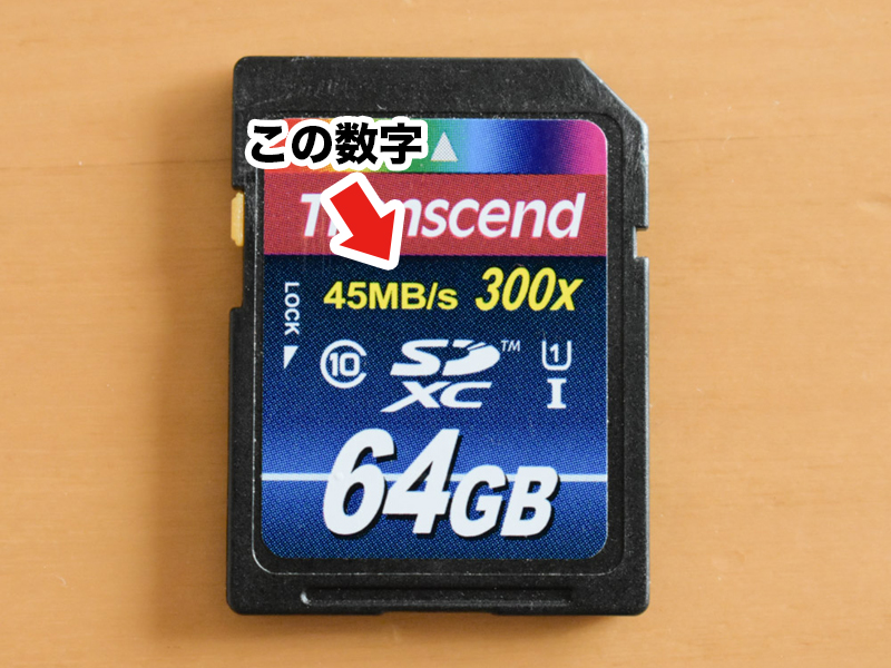 SDカードに記載された転送速度
