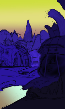 ファンタジー風景の描き方 模写 途中 へこたろうの将棋ブログ