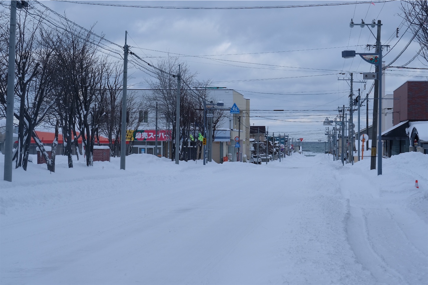 2021年年始、枝幸の町並み