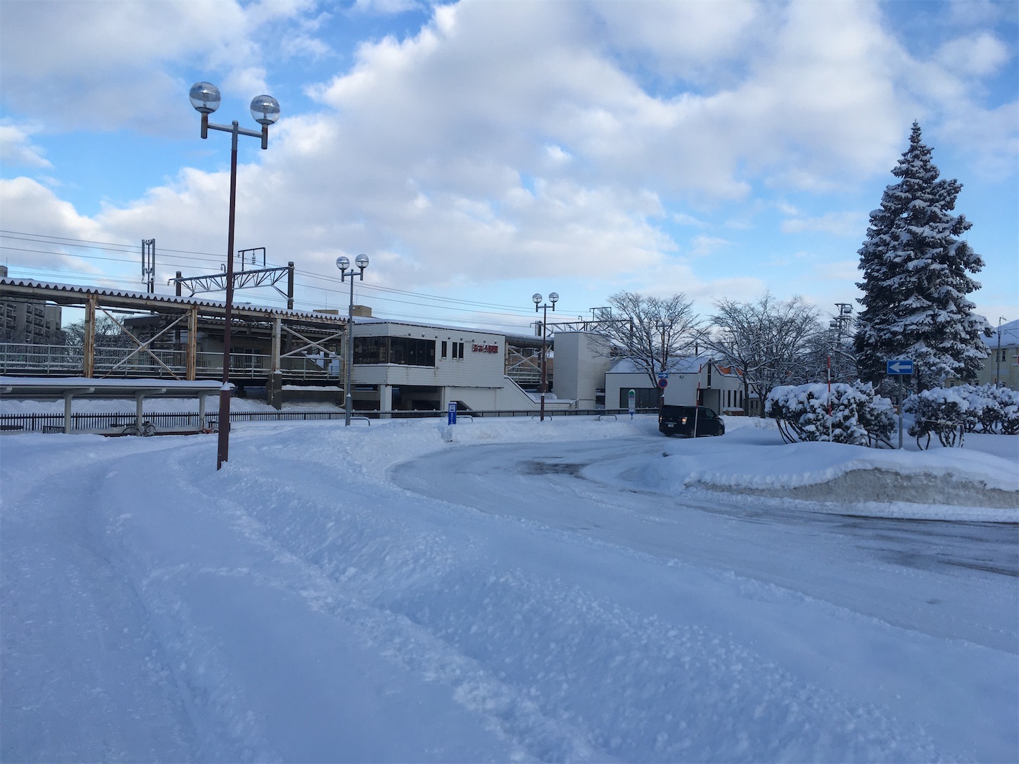 森林公園駅までの雪道