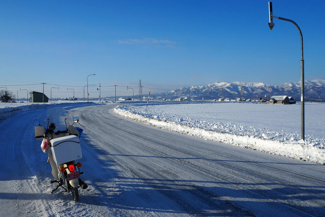 年越し宗谷岬 スーパーカブJA07と晴れの絶景