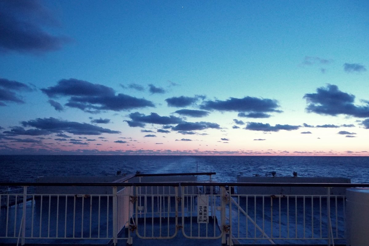 年越し宗谷岬ツーリング フェリーからの夕焼け