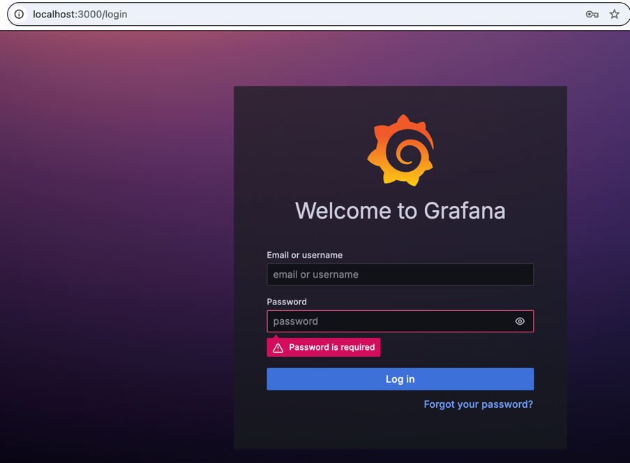 Grafanaのログイン画面