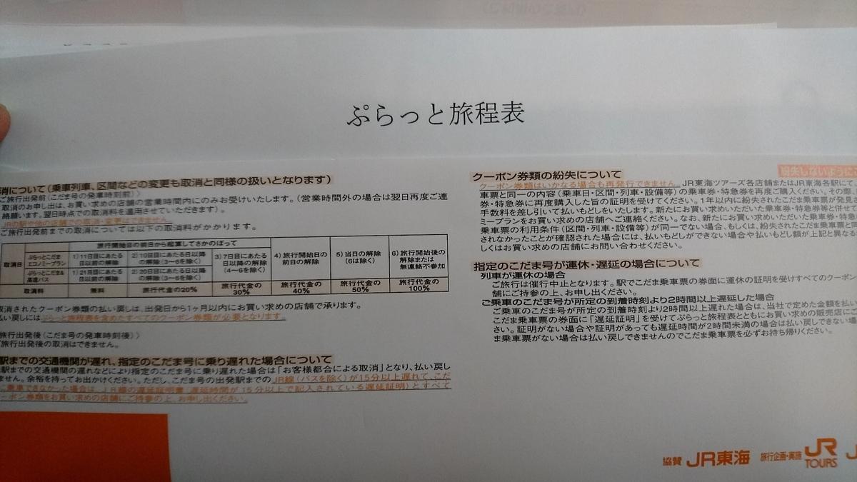 ぷらっとこだまの注意点