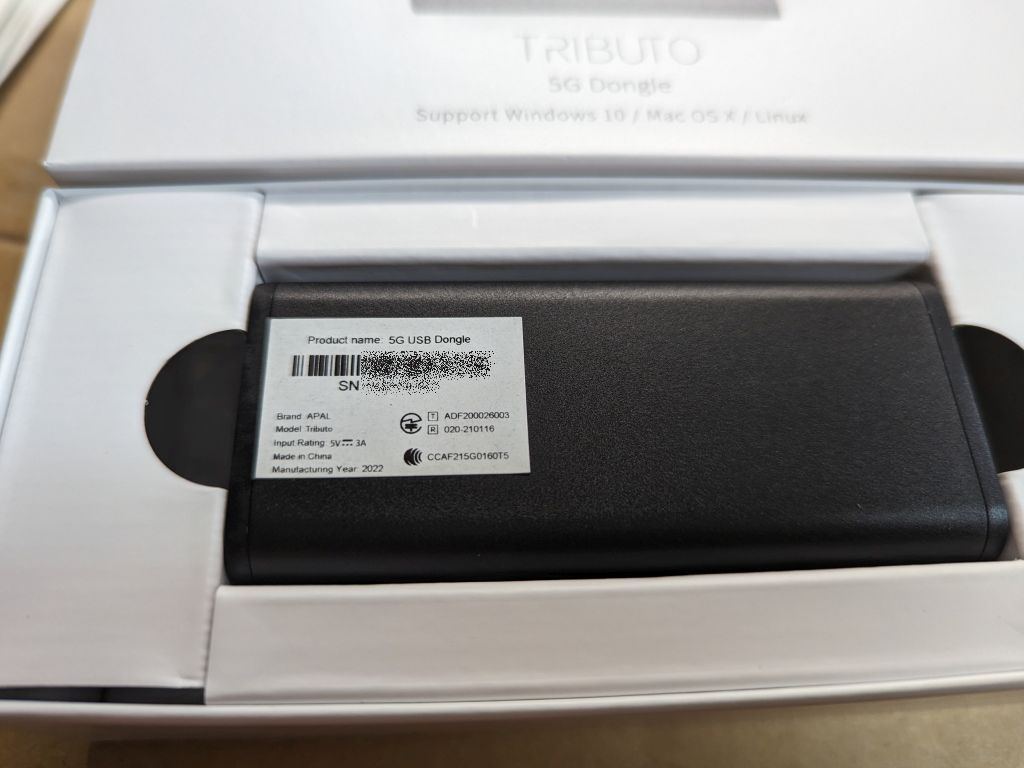 5G-USBドングル APAL Tributo 5G を試す - hgot07 Hotspot Blog