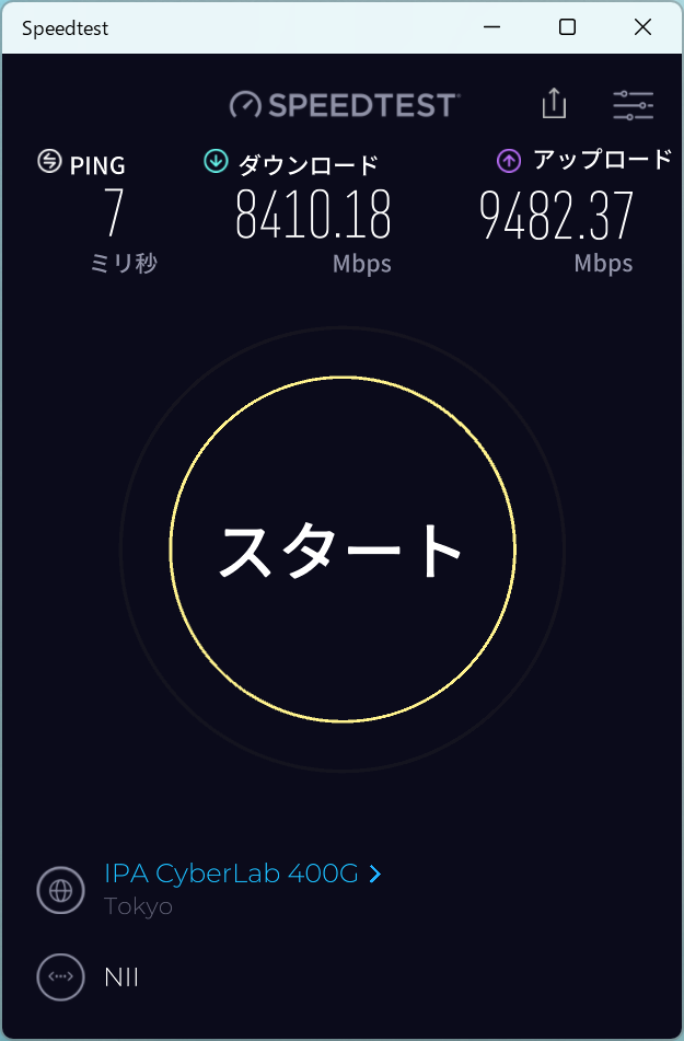 10Gbps回線のテスト