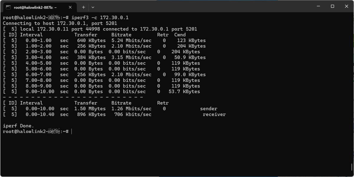 iperf3の測定結果