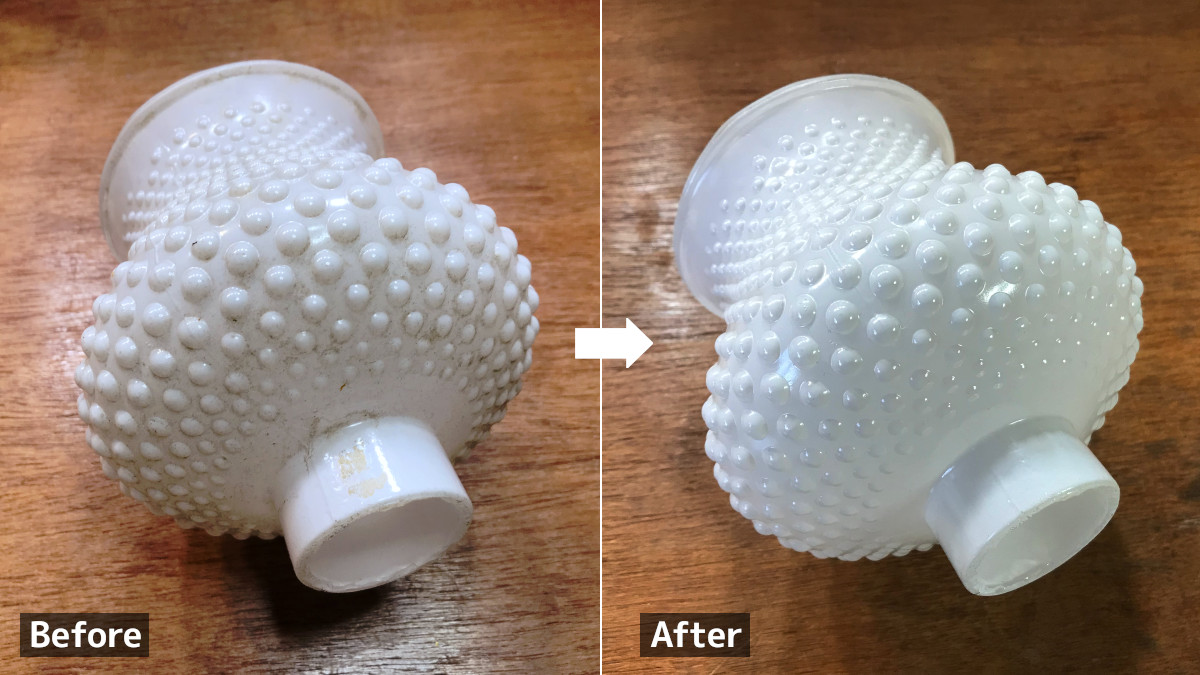 ホブネイル部分に入り込んだほこりや汚れを除去|ホブネイルミルクガラスシェード