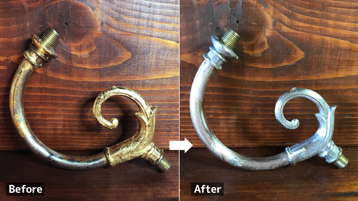 装飾用の金箔塗料を剥がして研磨|ホブネイルミルクガラスシェードミニブラケット照明の製作