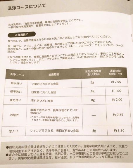 食洗機_洗浄コース種類