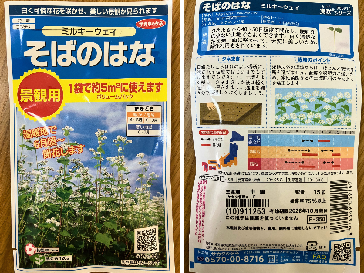サカタのタネの景観用そばのはなミルキーウェイの種袋