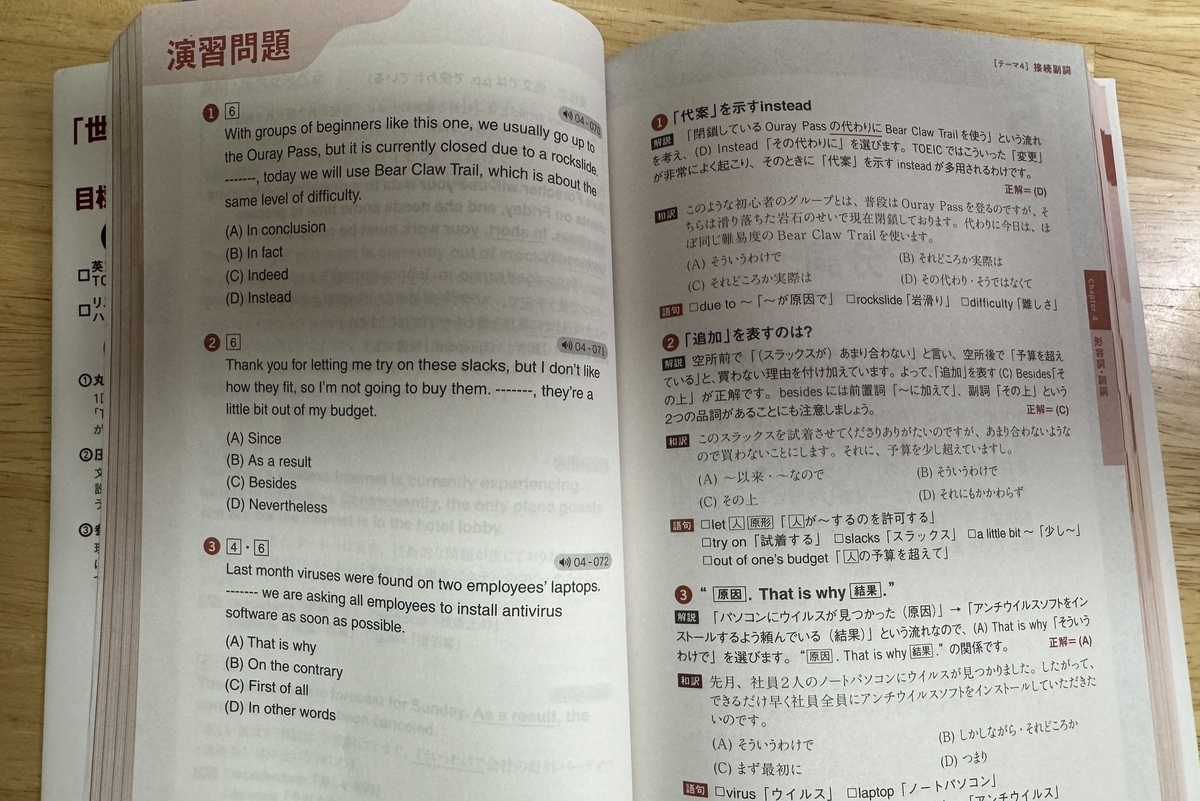 TOEICっぽい文法問題も網羅されている