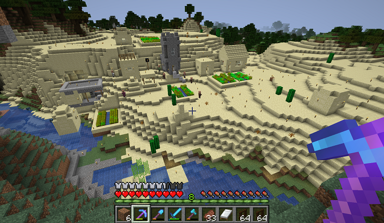 マインクラフト 35 砂漠村の整地 途中経過２ みにまるなひげ