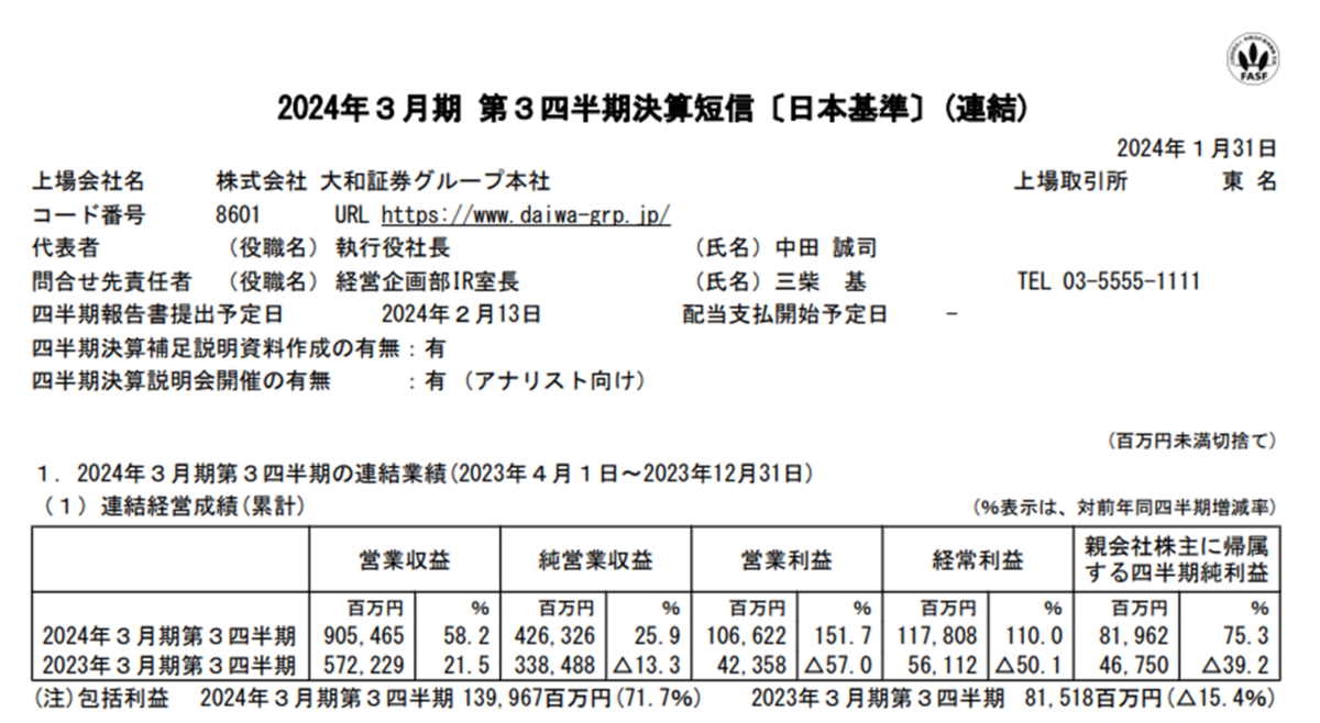 株式投資/企業分析】SBIホールディングス（24年3月期 第3四半期決算） - 知識蓄積ノート【投資・FIRE】
