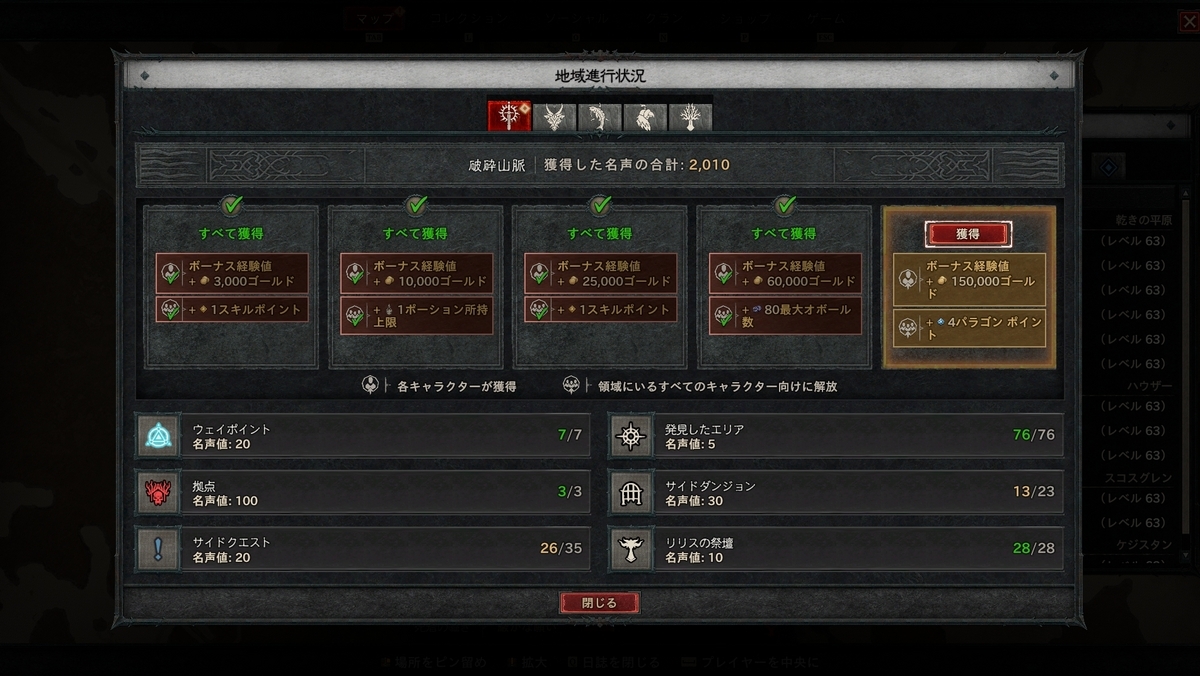 リリスソフト Diablo4 リリスの像巡り完了＆ヘルタイドでレベル上げ - つれづれなる日記