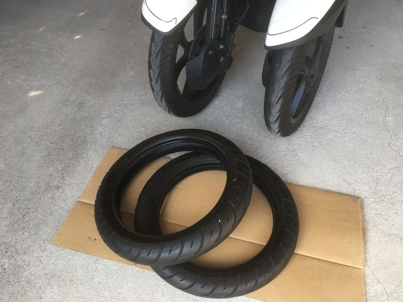 トリシティ155アルミホイール タイヤ前後セット、前輪タイヤは新品 トリシティ155 タイヤ交換 | モトマックス岐阜