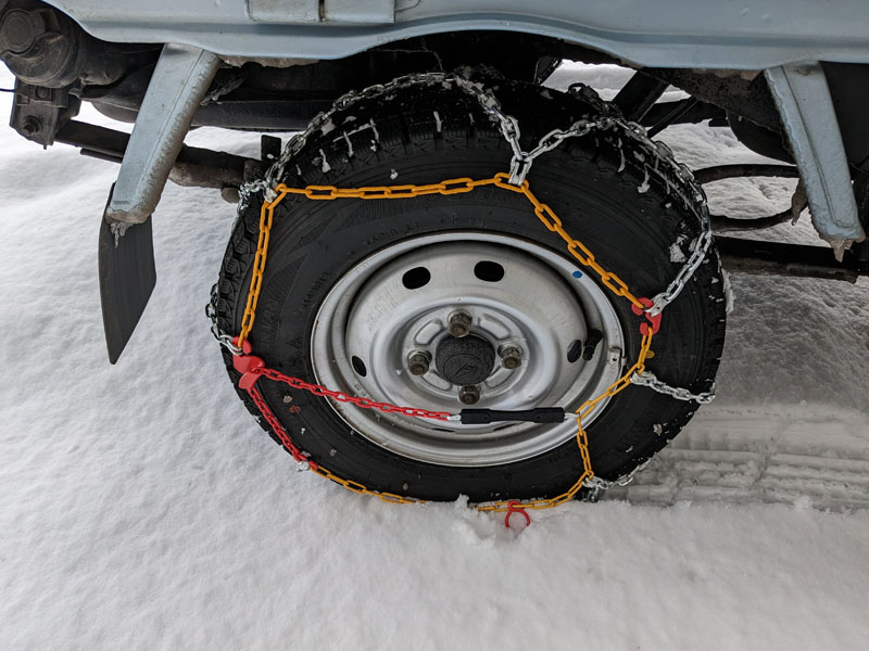 軽トラ専用 タイヤチェーン 冬に必須！！ Amazon.co.jp: MASTORE 【規制品】タイヤチェーン 非金属 軽自動車 雪