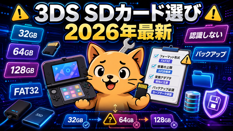 3DS データ付き 2026年最新 3DSのSDカードは何GBが正解 64GB・128GBで認識しない時の