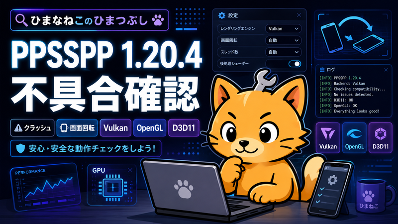 PPSSPP 1.20.4でクラッシュや画面回転に困った時の確認ポイント。AndroidとWindowsの安全な見直し方