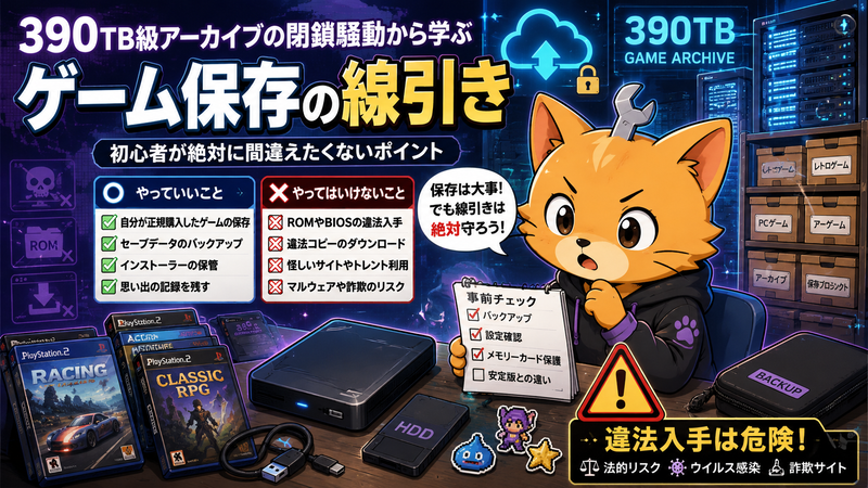 Myrient閉鎖騒動から考えるゲーム保存、初心者が絶対に間違えたくない線引き