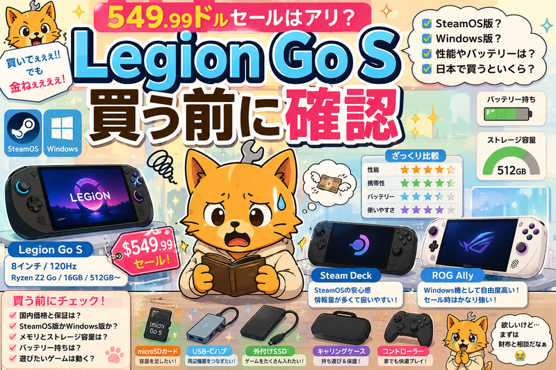 Legion Go Sが549ドルなら買い？SteamOS版・Windows版の違いを初心者向けに確認