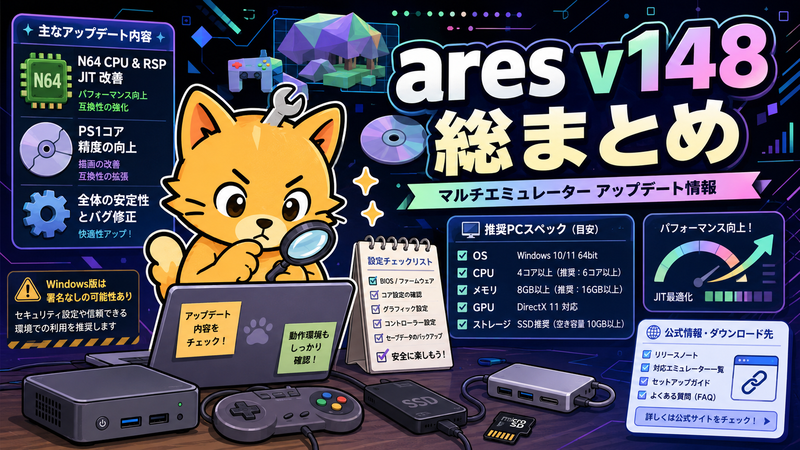 ares v148はN64とPS1まわりがかなり大きい？初心者向けに必要スペックまで総まとめ